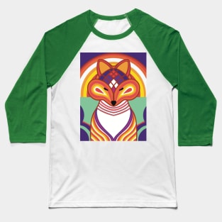 Orange Fox With Purple Skies Baseball T-Shirt